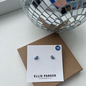 Handmade Blue Bird Ceramic Earrings